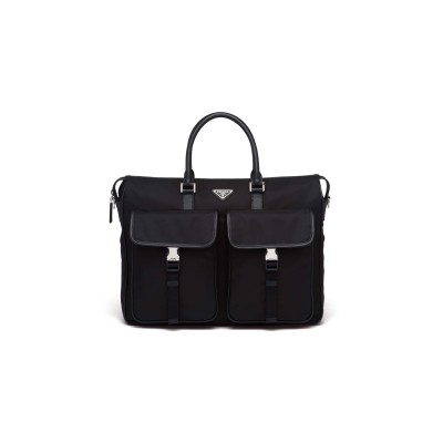 PRADA NYLON BUSINESS BAG HANDBAG BLACK 2VE017 (40*32*7cm) PRADA NYLON BUSINESS BAG HANDBAG BLACK 2VE017 (40*32*7cm)